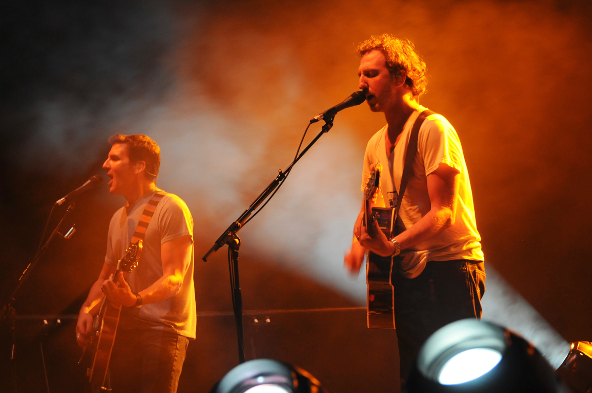 Guster provides a high-energy performance as part of last Wednesday's celebrations to honor the announcement of William S. Dietrich's donation. (credit: Thomas Hofman/Photo Editor)