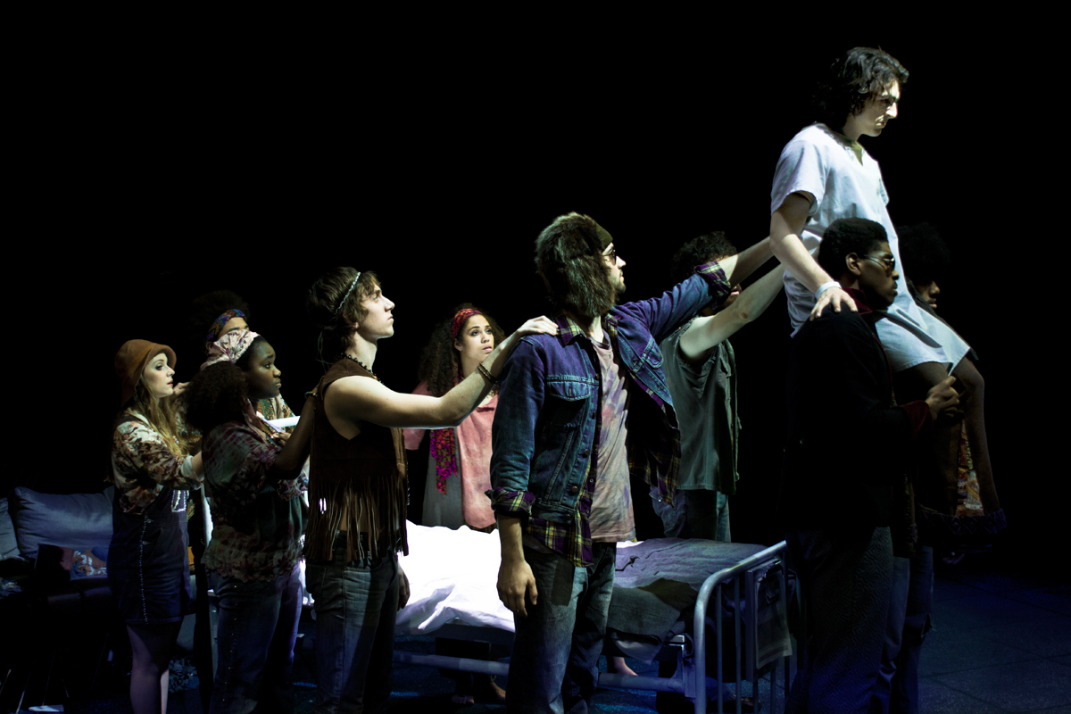 Members of a hippie tribe help Claude (junior Jacob Tischler) choose between going to war or giving up on his dream to make change. (credit: Courtesy of Christian Fleming)