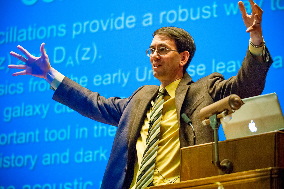 Harvard University professor Daniel Eisenstein recently spoke in the Mellon Institute about dark energy and cosmic sound. (credit: Patrick Gage Kelley/Senior photographer)