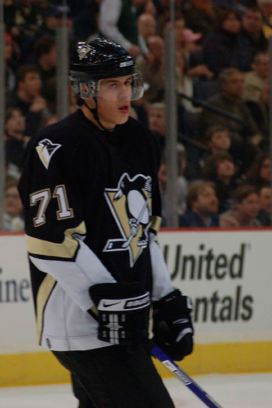 Captain Sidney Crosby (left), goalie Marc-Andre Fleury (top right), and assistant captain Evgeni “Geno” Malkin (bottom right) must pull together to lead the Penguins to Conference Finals this season. (credit: Joseph via Flickr)