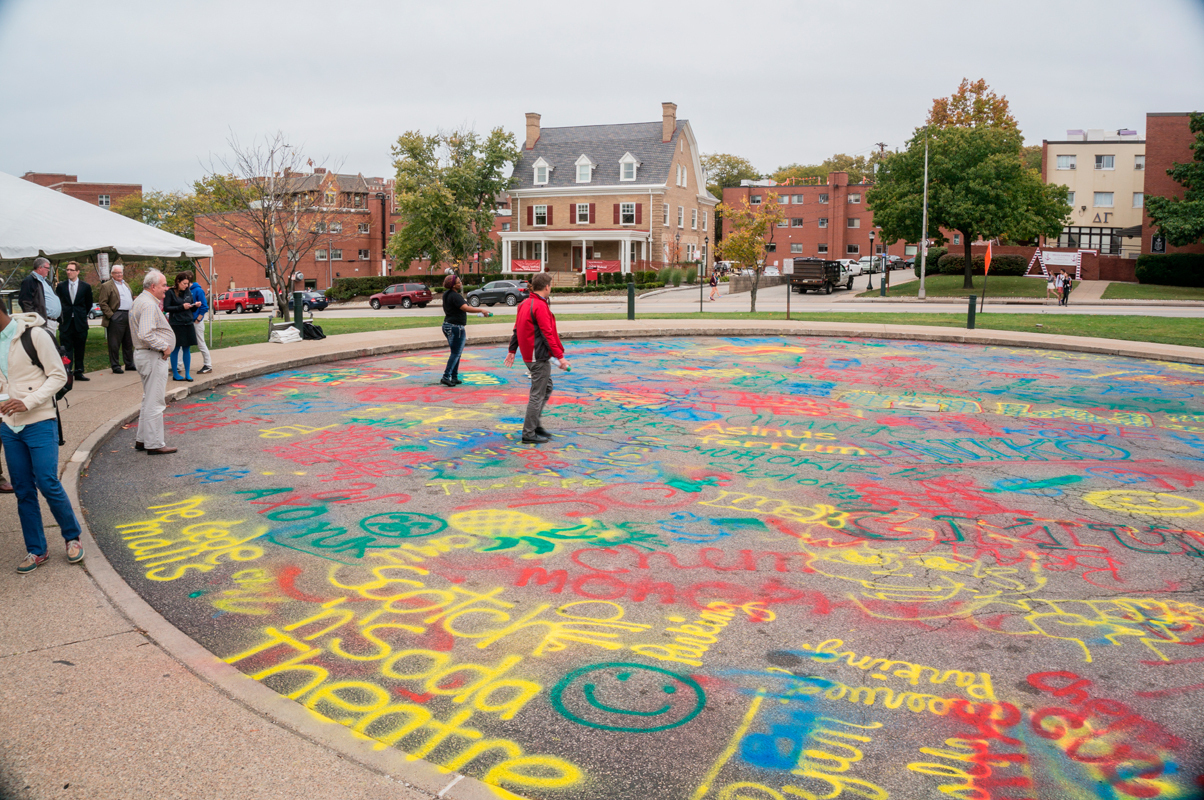 Students got the opportunity on Thursday to spraypaint their mark on the CUC Turnaround, which will be closed as part of an 18-month expansion. (credit: Abhinav Gautam/)