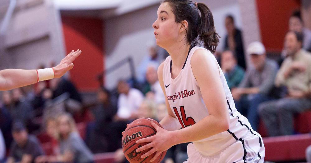 Junior guard Jackie Hudepohl sets up for a shot against the University of Chicago in the team's win on Saturday. (credit: Photo Courtesy of CMU Athletics)