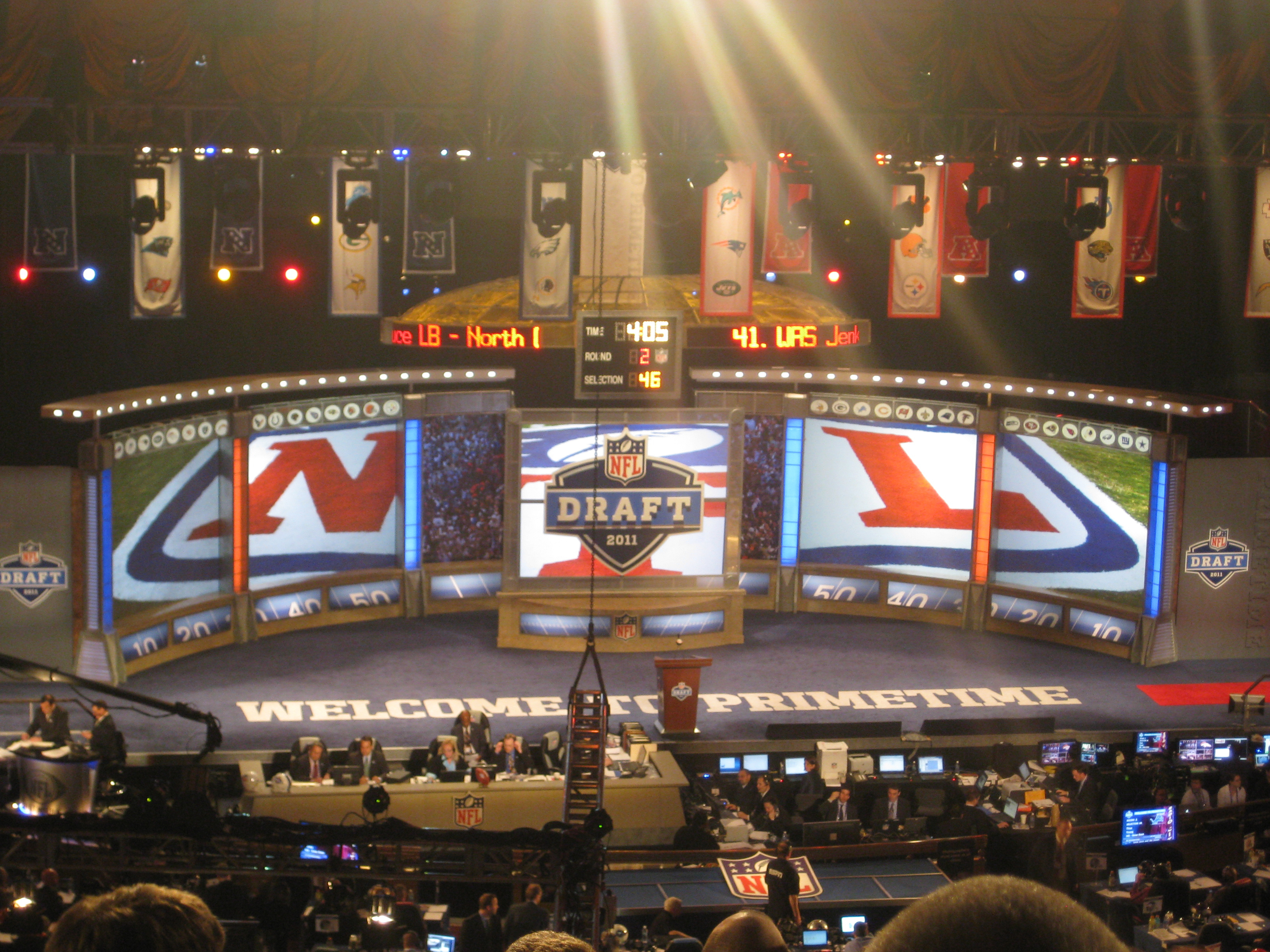 The stage at the NFL Draft, where wide-eyed college football stars learn their fate in the professional league. (credit: Courtesy of Marques Stewart via Flickr Creative Commons)