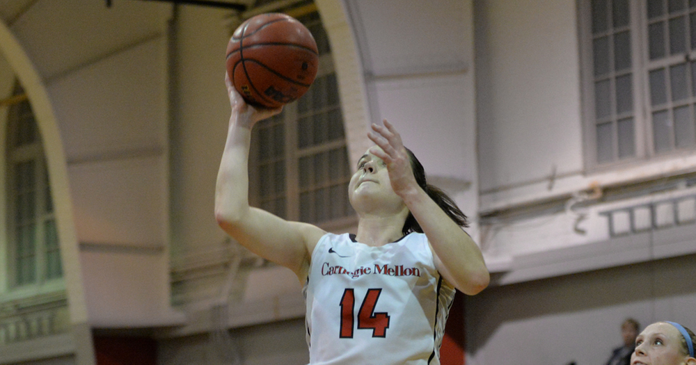 Senior guard Jackie Hudepohl makes her way to the net for an easy layup in another clean win for the Tartans. (credit: Courtesy of CMU Athletics)